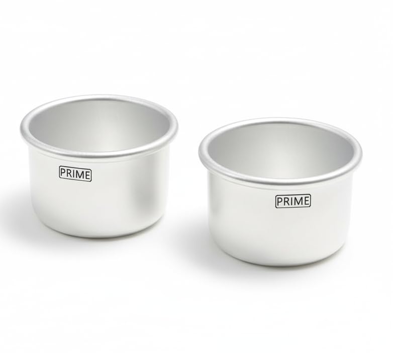 Prime Bakers And Moulders Aluminium Cake Moulds Mini For Microwave Oven - (3, 4 Inch Diameter And 3 Inch Depth), Silver