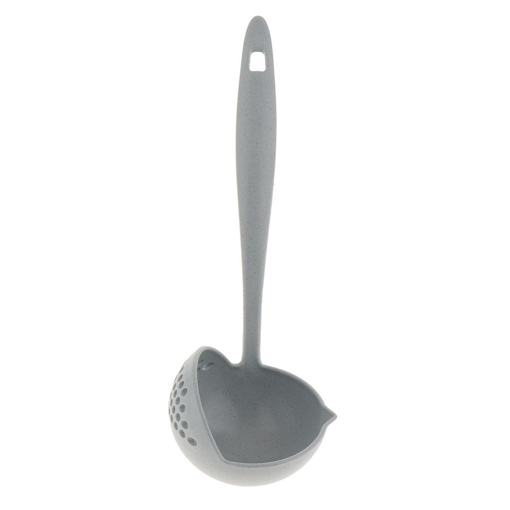 Ujeavette 2 In 1 Wheat Straw Soup Spoon With Filter Long Handle Colander Skimmer Blue