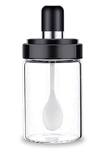 Shoefwinkl Kitchen Pickle & Seasoning Jar Set  250Ml Glass Spice Containers With Spoon For Salt, Sugar, Tea, Oil & Condiments 