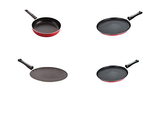 Nirlon NonStick Aluminium Heat Resistance Cookware Set Of 4 Pieces With Bakelite Handle(26_Ct_Ft12_Ft11_Fp12)