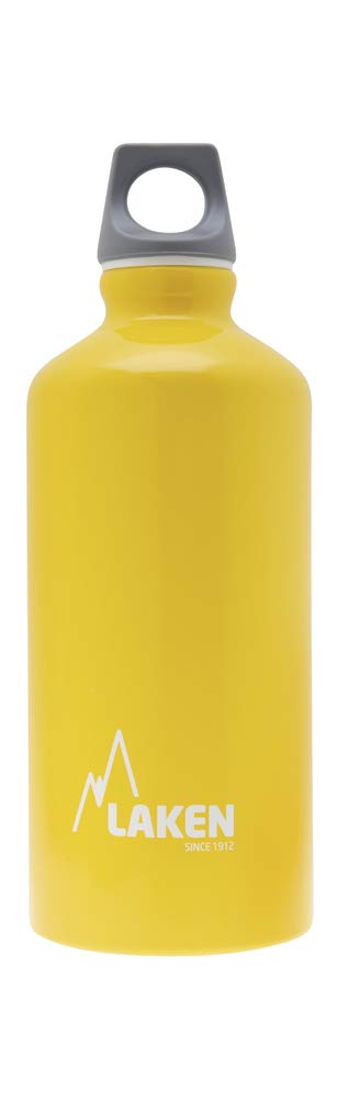Laken Futura Aluminum Water Bottle - Narrow Mouth, Screw Cap with Loop - Leak-Proof, BPA Free, Made in Spain - 20oz, Yellow
