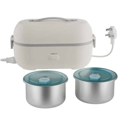 Xech Electric Lunch Box For Office & Travel | Heated Tiffin Box Heater | Hot Food In 5 Minutes Steam Heating | 2 Leakproof Stain