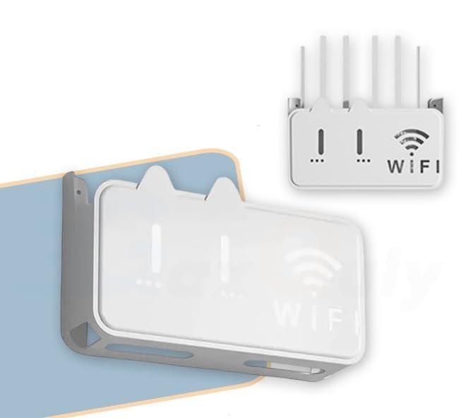 Gaxquly SelfAdhesive Wifi Storage Box, Wifi Router Holder Case Wall MountUniversal Wall Shelf For Modem, SetTop Box, Smart De