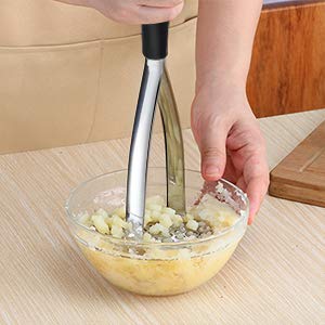 Clever Monster Stainless Steel Potato Masher - Heavy Duty With Garlic Press, Cooking And Kitchen Gadget - Convenient For Making