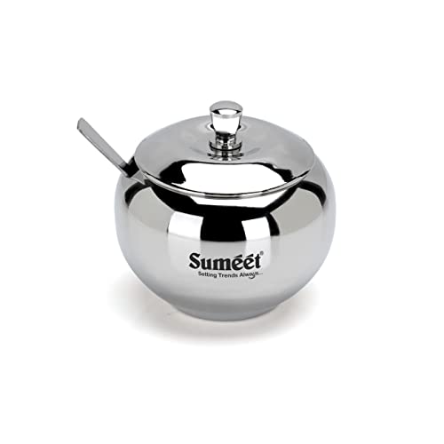 Sumeet Stainless Steel Ghee And Oil Pot  Storage Container With Spoon For Kitchen  7.5Cm Dia  170Ml -(Pack Of 1)  Silver
