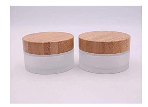 1Pcs Round Frosted Glass Cream Jar Glass Bottle With Inner Liners And Environmental Bamboo Lids Empty Makeup Container Dispenser