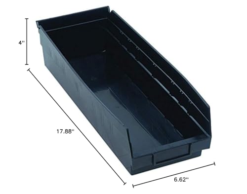 Quantum Storage Systems Quantum Storage Qsb104Bk 20-Pack 4'' Hanging Plastic Shelf Bin Storage Containers, 17-7/8'' X 6-5/8'' X