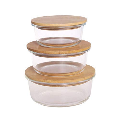 Blissborn Glass Food Storage Jars Airtight Food Jars With Bamboo Wooden Lid Glass Kitchen Storage Canister Grain Cereal Storage 