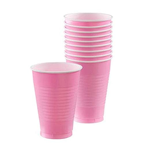 New Pink Plastic Cups (Pack Of 20) - 12 Oz. - Versatile Drinkware For Indoor & Outdoor Parties, Weddings, Birthdays, Celebration
