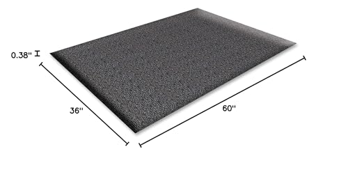 Genuine Joe 70372 Anti-Fatigue Floor Mat, Thick Vinyl, 3-Ft X5-Ft , Black