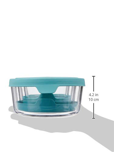 Anchor Hocking Trueseal Round Glass Food Storage Containers With Airtight Lids, Mineral Blue, 6 Piece Set (3 Containers With Lid