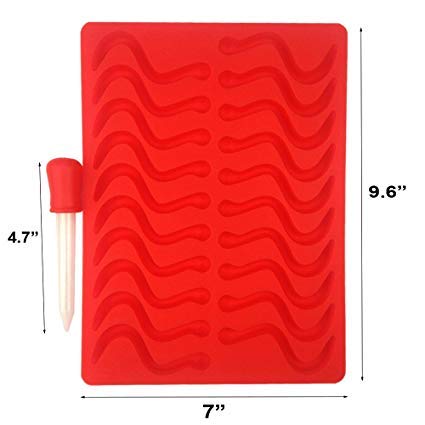 Mydio 20 Cavity Gummy Worm Silicone Molds With 1 Dropper,Bpa Free,For Diy Candy,Cake D  Cor, Halloween Gummi Chocolate,Jelly Cho