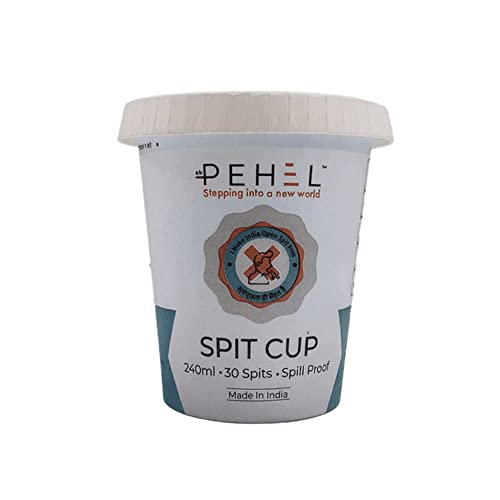 Ekpehel Disposable Paper Spitting Cup - Pack Of 10, Unique Mechanism Solidifies The Liquid Waste, Sputum Spit Mug With Lid Cover