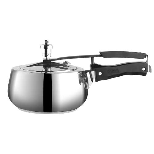 Vinod Europa Stainless Steel Handi Pressure Cooker 1.5L | Ideal For Rice, Dal & Curries | Inner Lid | Sandwich Bottom | Inductio