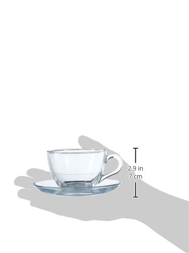 Pasabahce Premium Modern Turkish Tea Glasses & Saucers Set,12 Piece Coffee Mugs Set, Drinking Glasses For Latte, Cappuccino, Moc