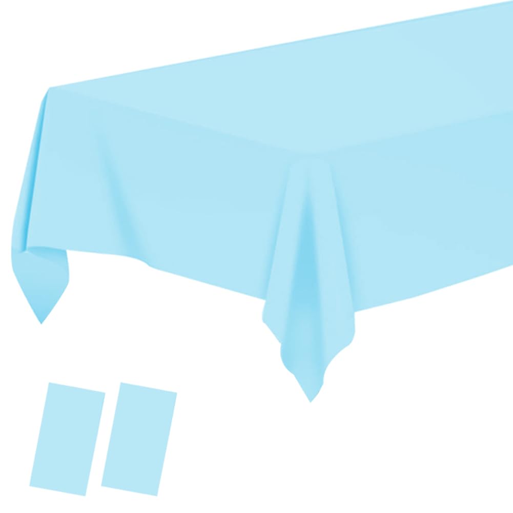 2 Pack Plastic Tablecloths - Disposable Table Covers for BBQ, Picnic, Birthday, Wedding Parties - Waterproof, Oil-proof - Light 