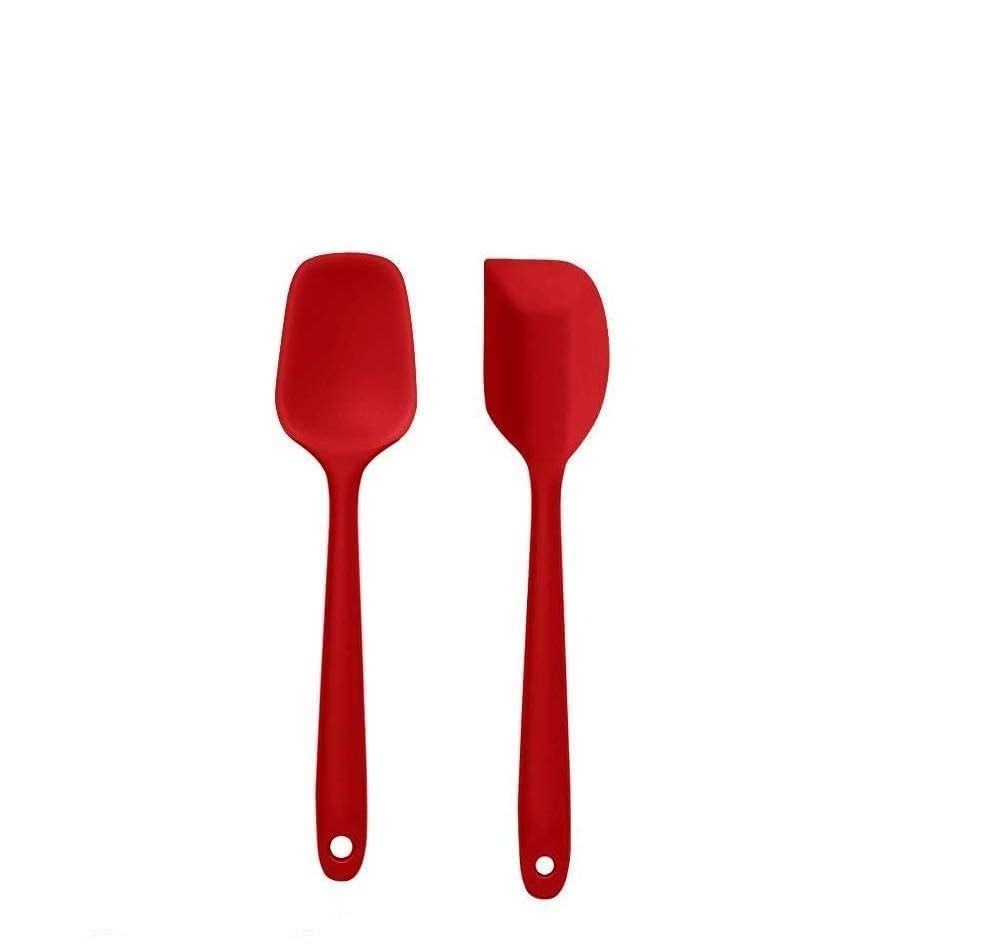 Taskhouse Silicone Spatula Set Food Grade Heat Resistant Rubber Cooking Utensils NonStick Scraper (2 Piece, Red)