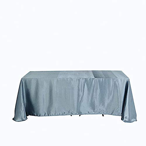90X132 Inch Dusty Blue Satin Rectangle Tablecloth Table Cover Linens For Wedding Table Cloth Reception Events Kitchen Diningf