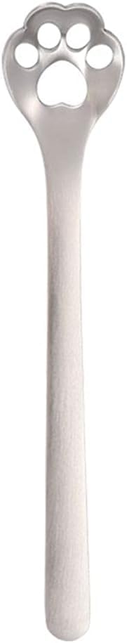 Hollow Cat Paw Silver Stainless Steel Coffee Spoons, Cat Paw Teaspoons Hollow Stirring Spoons, Mixing Spoons Dessert Spoons Kitc