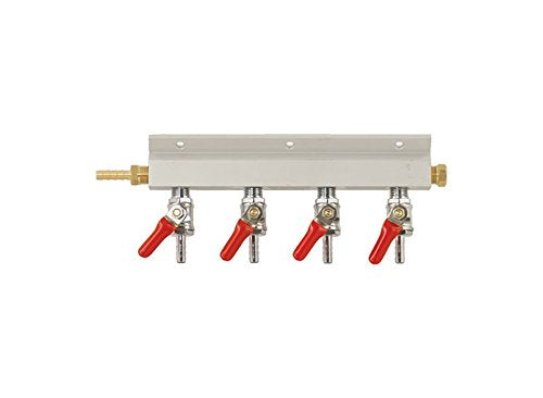 Homebrewers Outpost-D1811 Gas Manifold - 4 Way Aluminum (Keg King) 1/4'' Barb