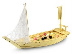 Thy Collectibles Wooden Japanese Sashimi Sushi Boat Plate Serving Tray With Fishing Net (36'' (90Cm))