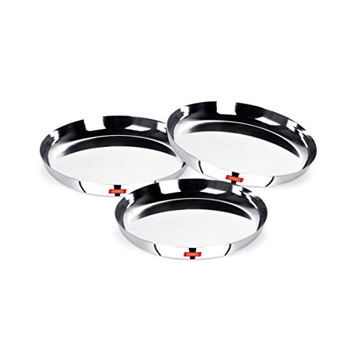 Sumeet Stainless Steel Apple Shape Heavy Gauge Dessert Plates With Mirror Finish 17.8Cm Dia Set Of 3 Pcs