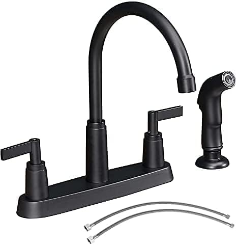 Black Kitchen Sink Faucet,Matte Black Kitchen Faucet With Sprayer,3 0R 4 Hole Kitchen Faucets For Rv Laundry Utility Kitchen Fau