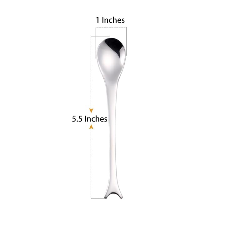 Ouliget Small Dessert Spoons,Coffee Spoons,Espresso Spoons,Ice Cream Spoons,Stainless Steel Spoons,5.5 Inches,4 Pieces.