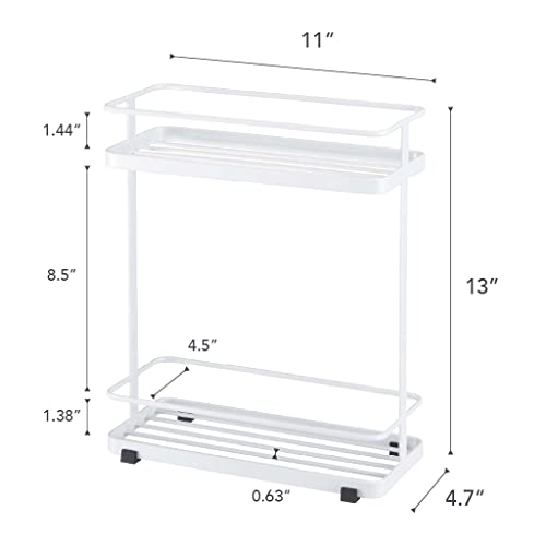 Yamazaki Home Tower Bath Rack - Bathroom Shower Storage Holder, Caddy Shelf Organizer - Small, 13'' - Steel -