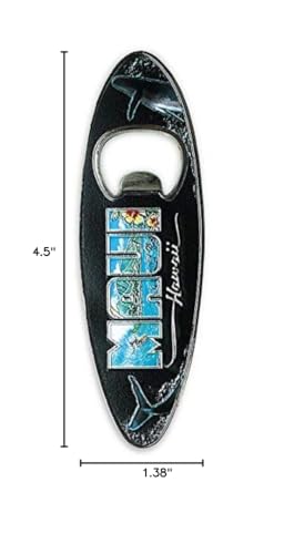 Maui Hawaii Foil Embossed Magnetic Surfboard Bottle Opener 4.5'' H X 1.375'' W