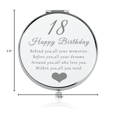 18th Birthday Gift for 18 Years Old Girls  Happy 18th Birthday Gift for Sister Niece Daughter Bestie  Folding Makeup Mirror for Her  Present Idea for Girls Turning 18 Years Old  18th Bday Gift for Her