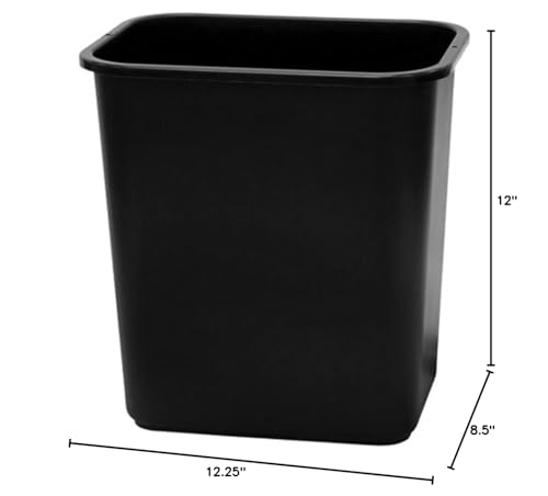 United Solutions WB0057 Black Thirteen Quart Rectangular Office/Indoor Wastebasket - 13QT 3.25 Gallon Trash/Refuse Can in Black for Home  Office or Dorm Room