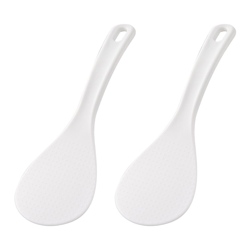 lasenersm 2 Pieces Plastic Rice Paddle Rice Spoon Scooper Rice Cooker Spoon Rice Scooper Rice Ladle Paddle Rice Scoop Spoon, Whi