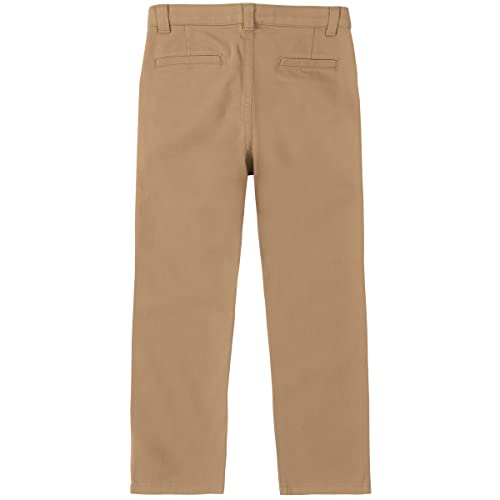 Izod Boys School Uniform Twill Pants, Flat Front  Comfortable Waistband, Burnished Khaki, 8 Husky