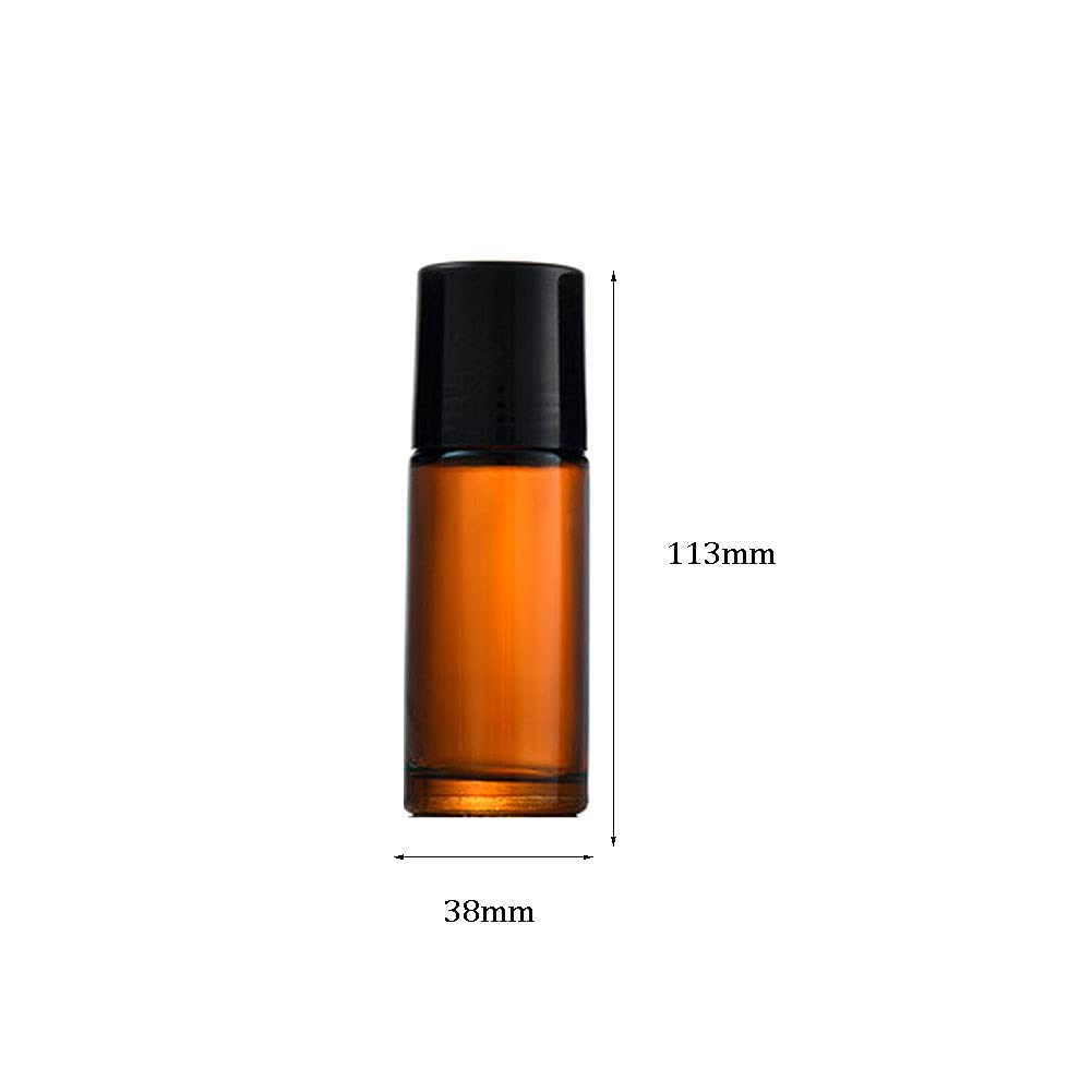 Wresty 1.7 Oz/50Ml Glass Roll On Bottles Empty Deodorant Bottles Leak-Proof Diy Deodorant Container Amber Glass Roller Bottles F