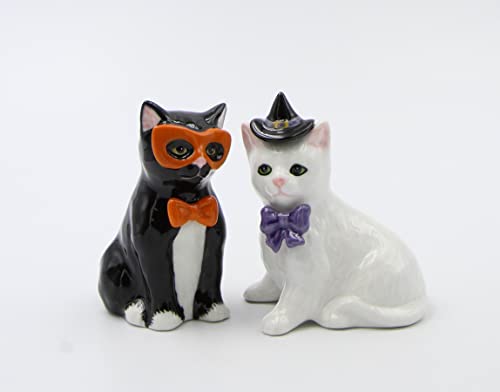 Cosmos Gifts 21032 Black And White Halloween Cat Salt And Pepper Shaker