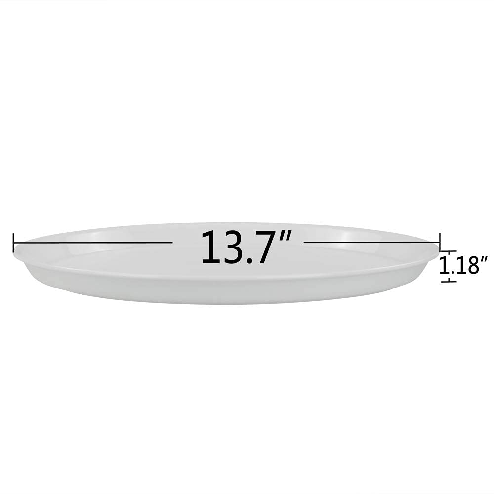 Ponpong Round Plastic Serving Trays Platters, White, 6 Packs