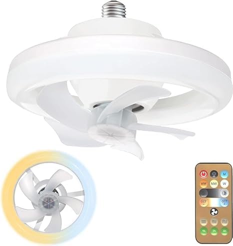 Kripesh Acrylic Ceiling Fan With Led Light, Remote Control, 3 Color Dimmable(Warm/Neutral/Cool) 10 / 7.5 Oscillating Fan,Sock
