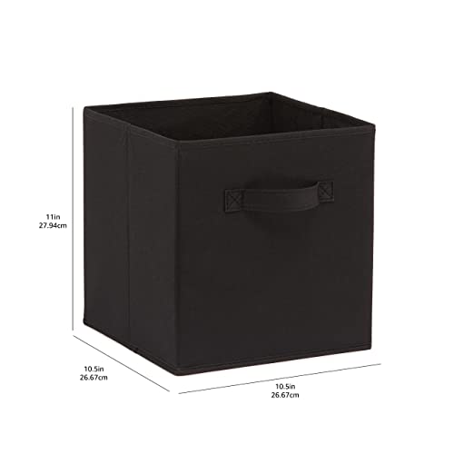 Amazon Basics collapsible Fabric Storage cubes Organizer with Handles  105x105x11  Black - Pack of 6