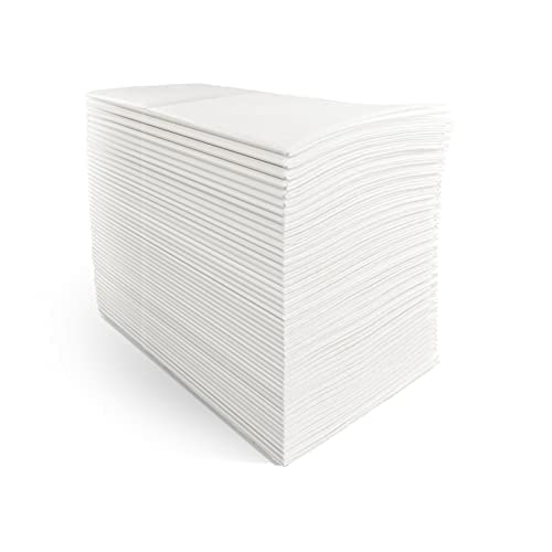 JEBBLAS Disposable Cloth Like Napkins  Built-in Flatware Pocket  Wedding Party Linen Feel White Napkin  Prefolded for Silverware 100 Count
