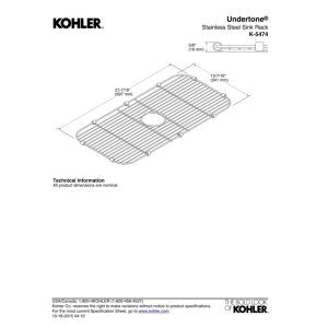 Kohler Sink Rack For K-5290-Na Undertone And K-5290-Hcf Undertone Preserve Sinks, Stainless Steel,