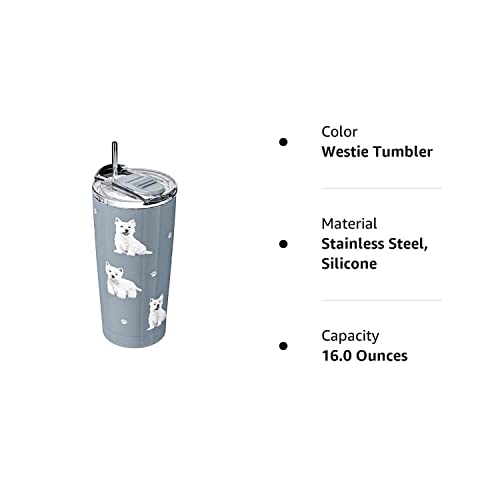 Westie Serengeti 16 Oz. Stainless Steel, Vacuum Insulated Tumbler With Spill Proof Lid - 3D Print - Insulated Travel Mug For Hot
