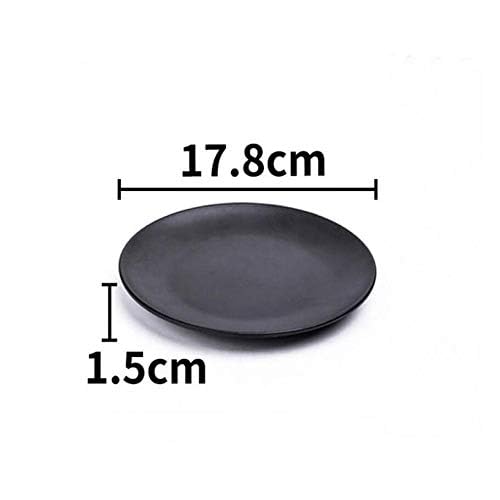 Mengbaobao Set Of 3 Black 7 Inch Melamine Ware Dinner Plates Dishes Dinnerware Unbreakable