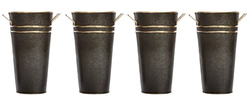 Hosley Set of 4 Metal Vases with Zinc Finish 9 Inch High Ideal Gift for Wedding Special Occasion Home Office Dried Floral Arrang
