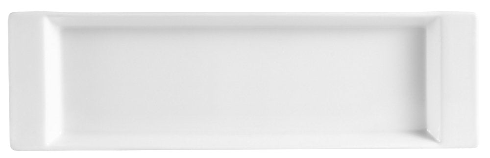 CAC China F-3S Fortune 12-Inch by 3-1/2-Inch Super White Porcelain Rectangular Tray, Box of 24