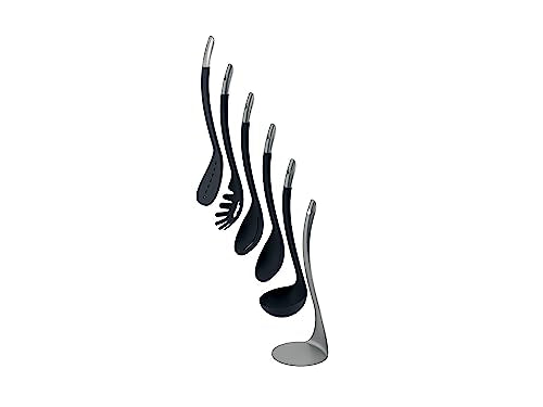 Joseph Joseph Nest 5 Compact Stacking Utensils Kitchen Tool Set With Magnetic Storage Stand, Organization, Dishwasher Safe - Bla