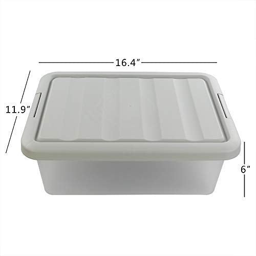 Wekioger Plastic Home Storage Bin With Grey Lid, 14 Quart Frosted Clear Latching Bin, 2 Packs