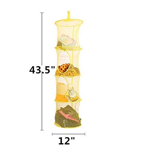 4 Tier Storage Organizer,43 1/2 X12 Inch Hanging Mesh Storage Basket With 2 Inch Screw-In Hooks,Folding Basket For Toys Or Store