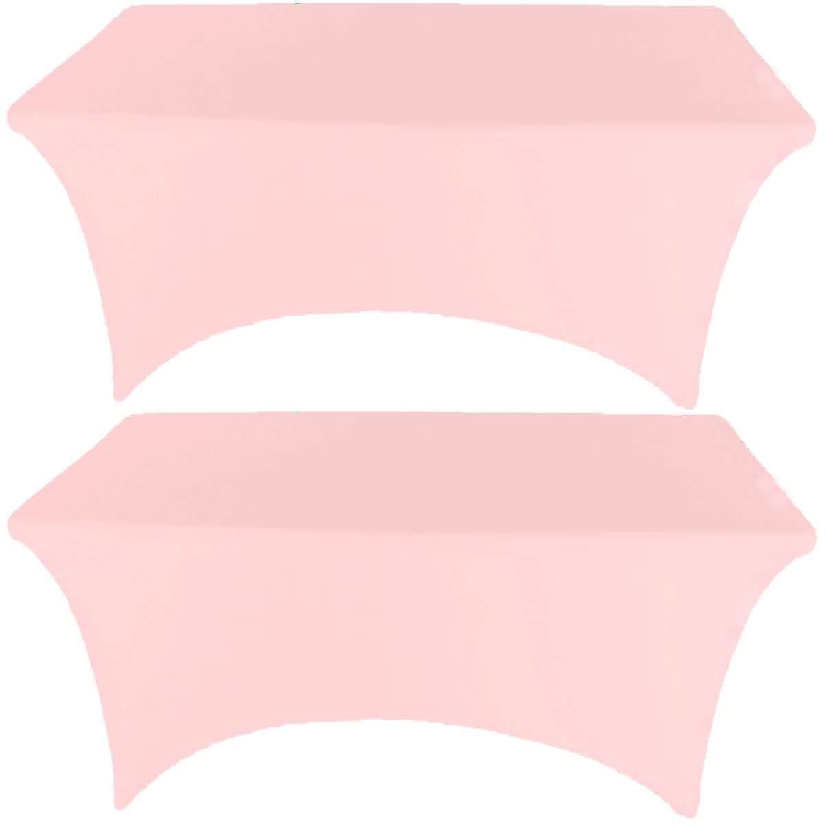 Gowinex 2 Pack 8Ft Pink Spandex Tablecloth Stretch Fitted Table Cover For Rectangular Table Event, Wedding, Banquet And Parties