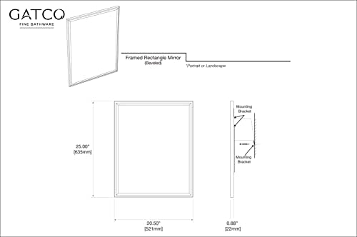 Gatco 1823 Flush Mount Mirror  25'' H x 20.5'' W  Chrome